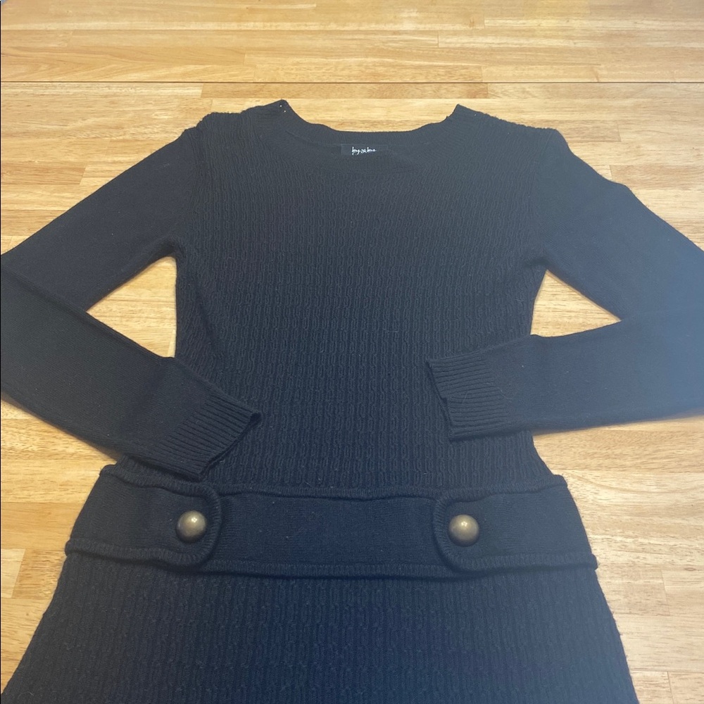 Black Long Sleeve Sweater Dress 🖤 y2k Dark Academia Gothic Size Small - Picture 3 of 8